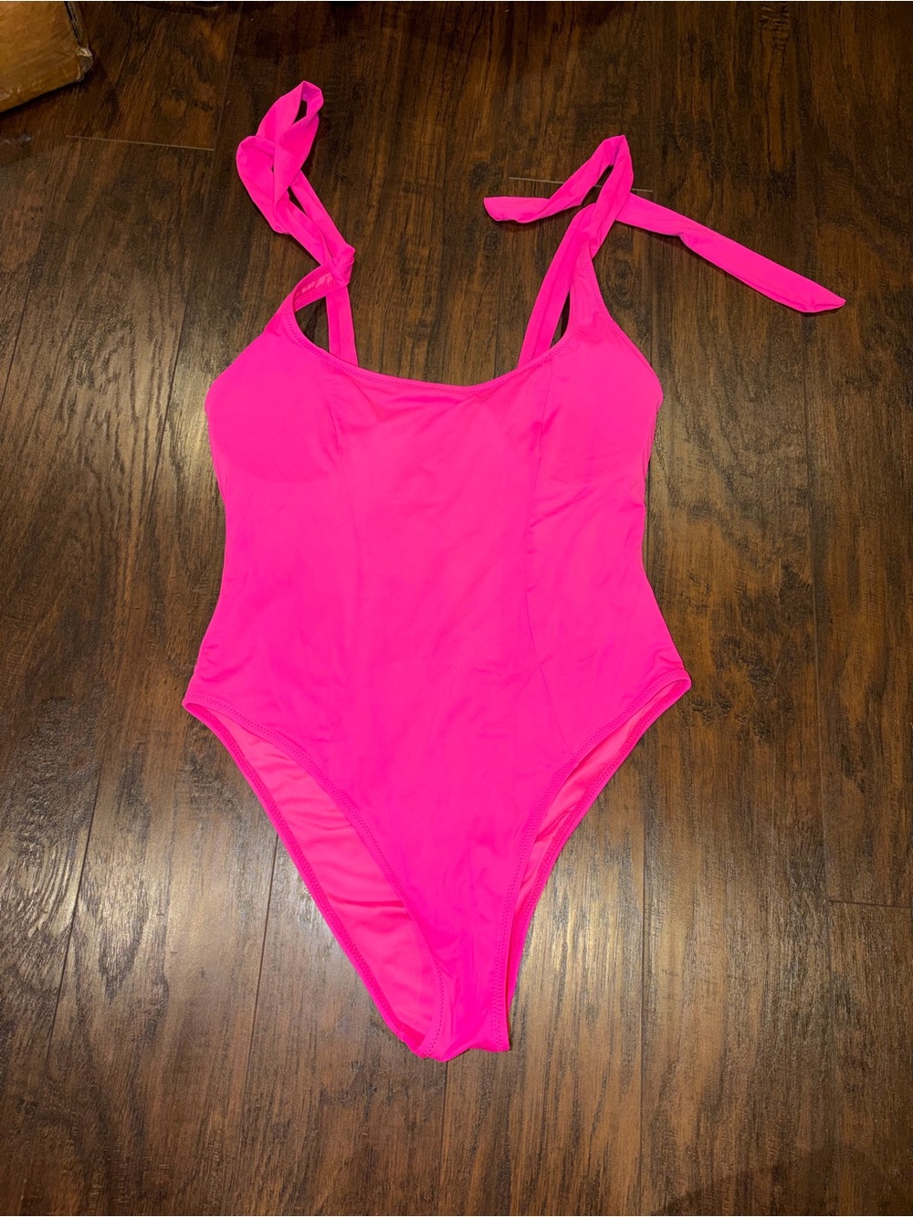 Neon Pink Tie-Shoulder One-Piece Swimsuit